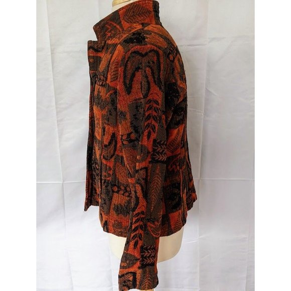 Womens Vintage CMC Tapestry 3 Button Blazer Size Large Fall Autumn Leaf Jacquard - Picture 4 of 11